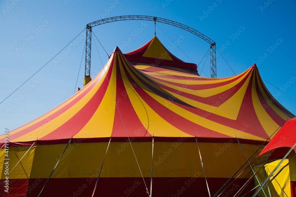 Circus tent against the blue sky Circus tent against the blue sky