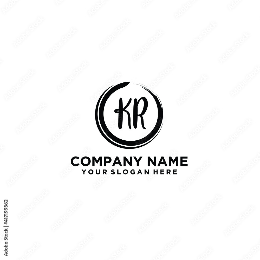 Letter KR Beautiful handwriting logo Letter KR Beautiful handwriting logo