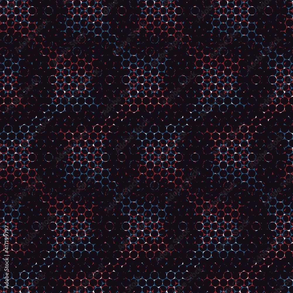 Seamless abstract geometric pattern in flat red blue black white. High quality illustration. Abstract design of red and blue overlaid to form a modern attractive abstract seamless surface design.