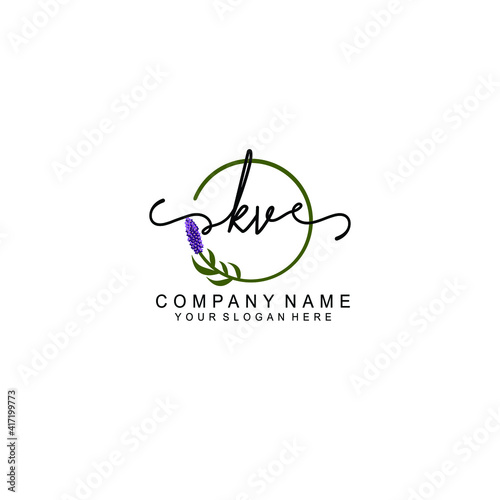 Letter KV Beautiful handwriting logo