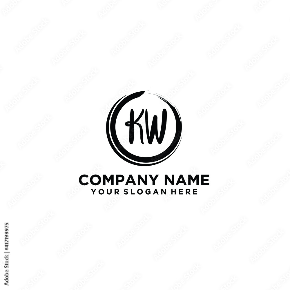Letter KW Beautiful handwriting logo Letter KW Beautiful handwriting logo