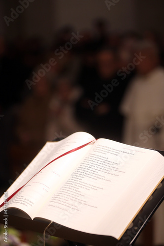 Catholic mass. Sunday Lectionnary.  France.  22.03.2018 photo