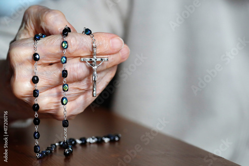 The Rosary of the Holy Wounds was introduced at the beginning of the 20th century by the Venerable Sister Marie Martha Chambon. Marclaz. France. photo