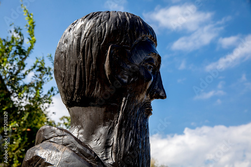 Sveti Naum (Saint Naum) monastery, Macedonia. St Naum (Nahum) statue detail. 10.09.2019 photo