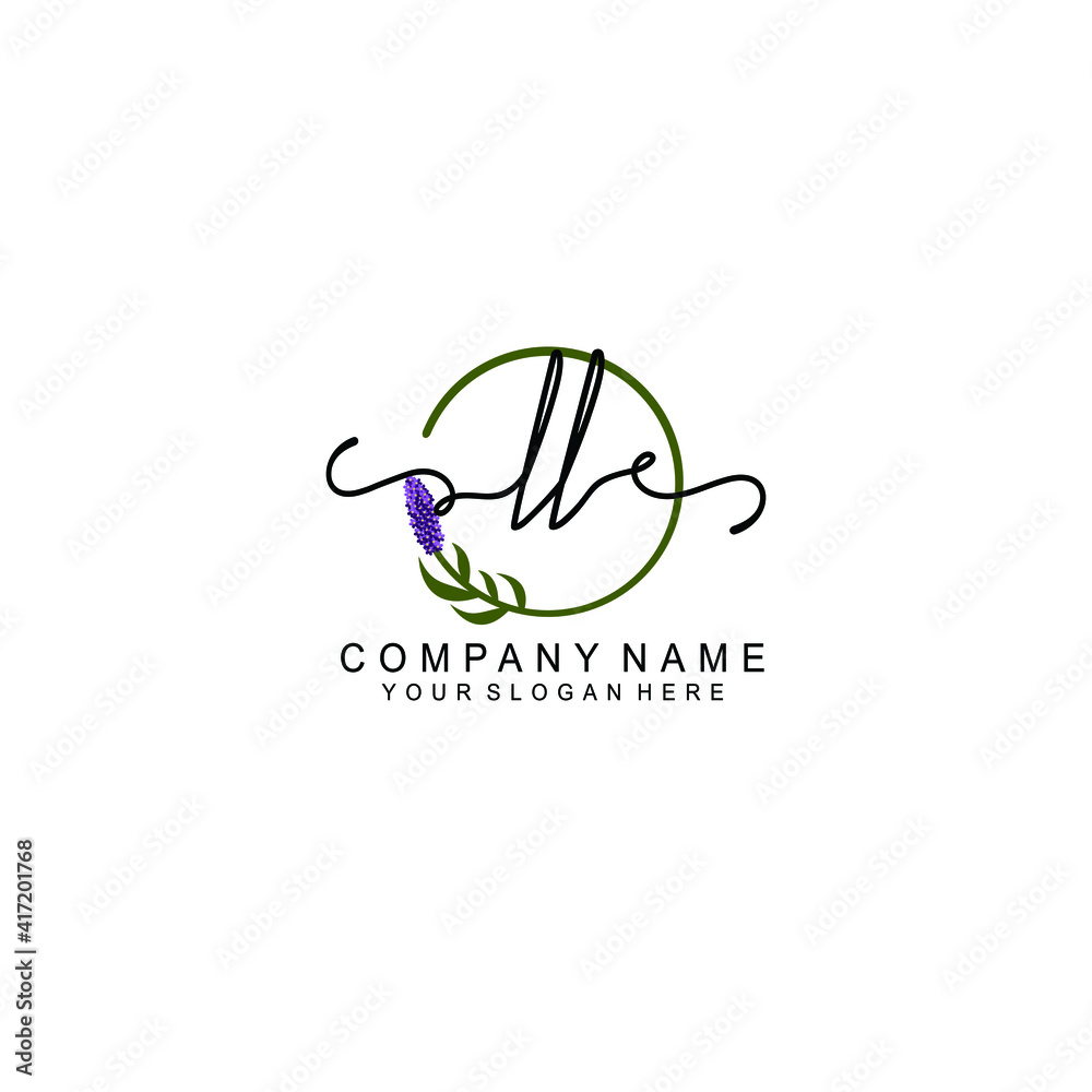 Letter LL Beautiful handwriting logo Letter LL Beautiful handwriting logo