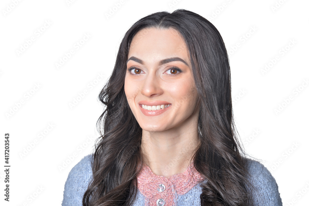 portrait of beautiful woman isolated on white portrait of beautiful woman isolated on white