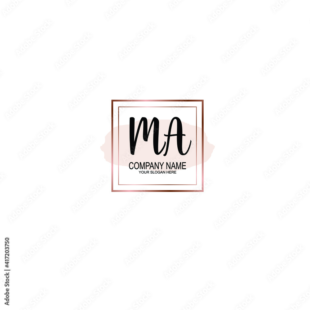Letter MA Beautiful handwriting logo Letter MA Beautiful handwriting logo