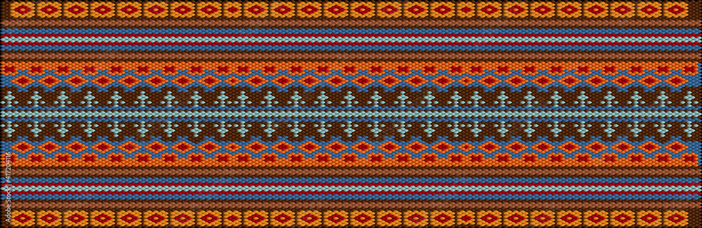  Seamless ethnic ornament for fabrics, interiors, ceramics and furniture in the style of Latin America.