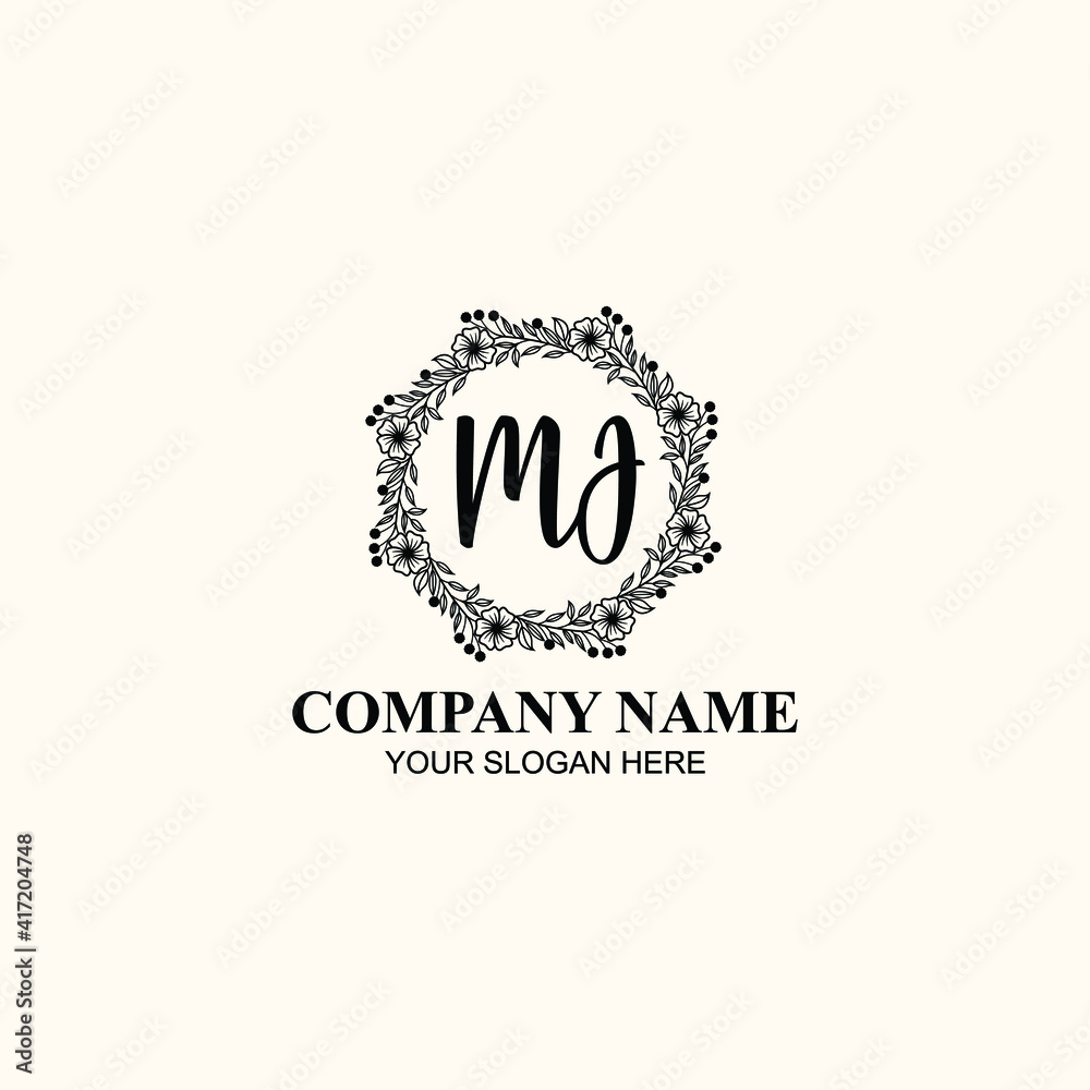 Letter MJ Beautiful handwriting logo Letter MJ Beautiful handwriting logo