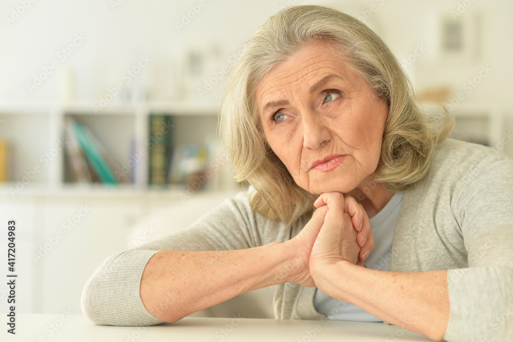 Close up portrait of sad senior woman Close up portrait of sad senior woman