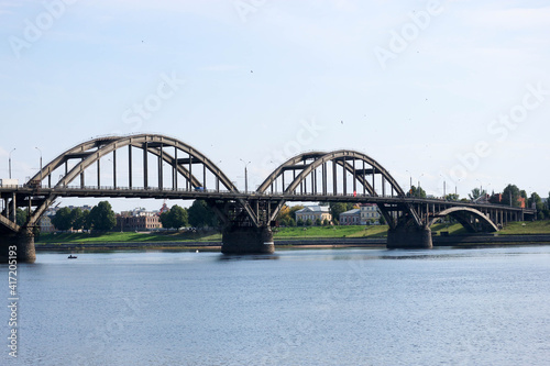 view to the bridge across Volga river in Rybinsk, Russia © Sergei Timofeev