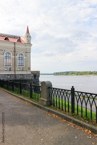 view to the landmark of Rybinsk new building of the grain exchange and Volga river © Sergei Timofeev