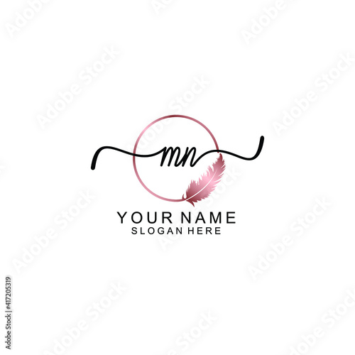 Letter MN Beautiful handwriting logo