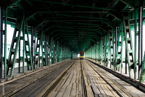 tunnel of the old green bridge on which the tram travels