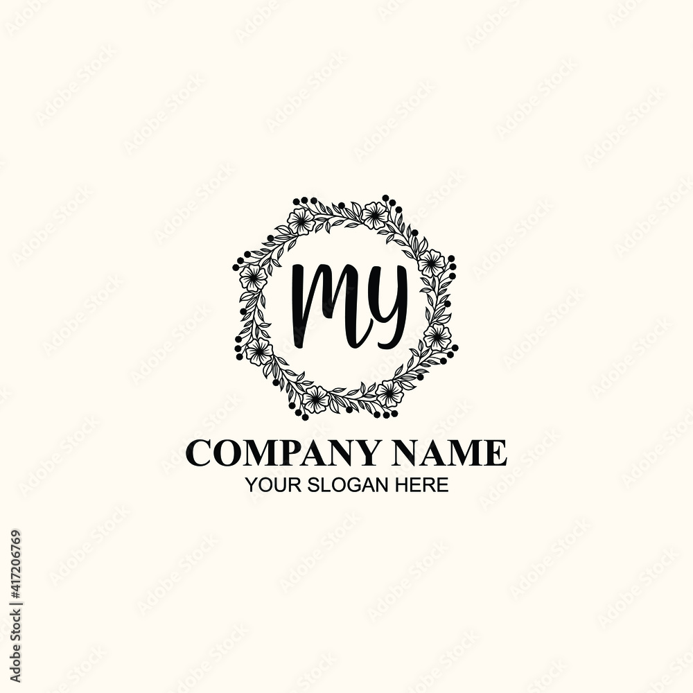 Letter MY Beautiful handwriting logo Letter MY Beautiful handwriting logo