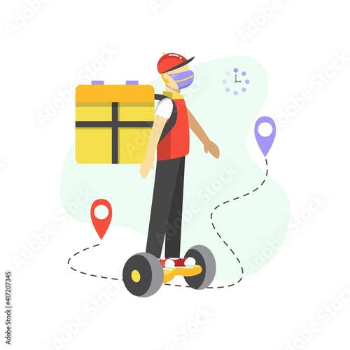 Delivery vector illustration with flat cartoon style.