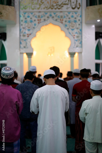 Masjid Al Rahim Mosque. The friday prayer (salat). Muslim men praying. Ho Chi Minh City. Vietnam. 21.09.2018