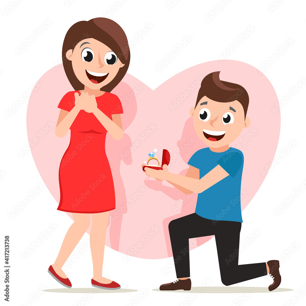 The guy makes a marriage proposal to the girl. Characters The guy makes a marriage proposal to the girl. Characters
