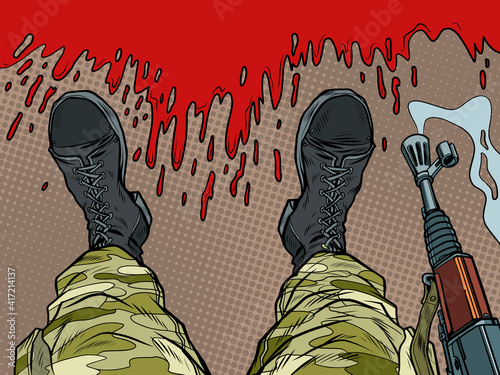 soldier machine gun feet shoes profession