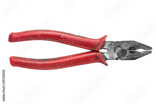old pliers isolated on white background