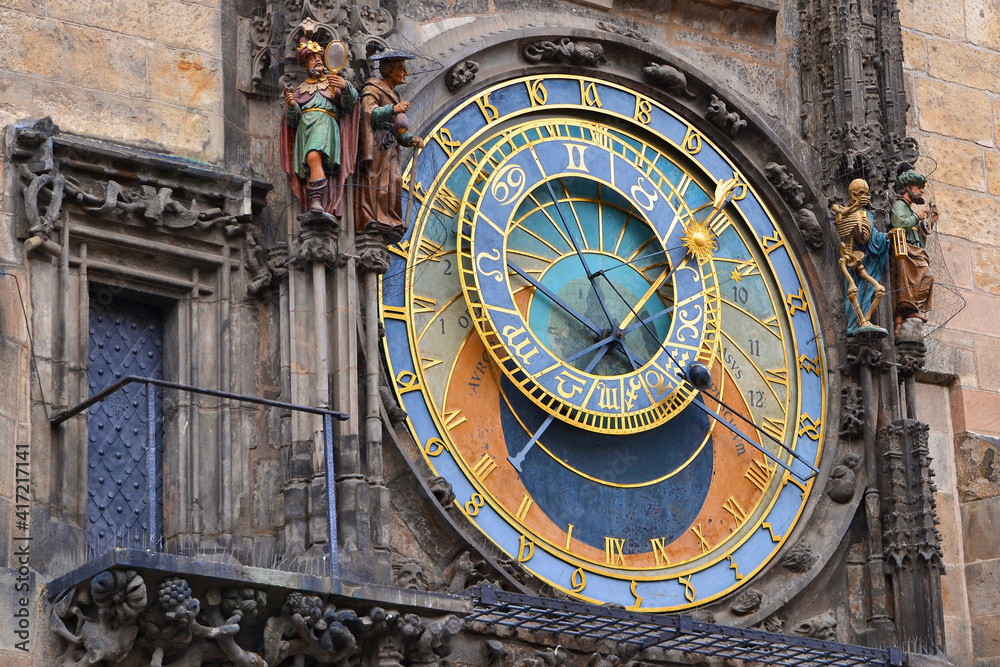 Prague Astronomical Clock on Old Town Square, detail, Prague, Czech Republic