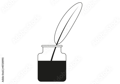 Icono negro de una pluma y un tintero.