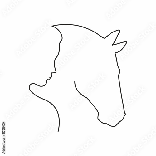 Silhouette of a girl and a horse