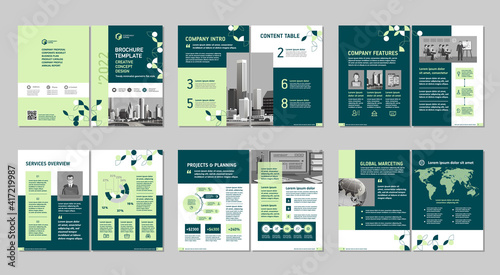 Brochure creative design. Multipurpose template, include cover, back and inside pages. Trendy minimalist flat geometric design. Vertical a4 format.