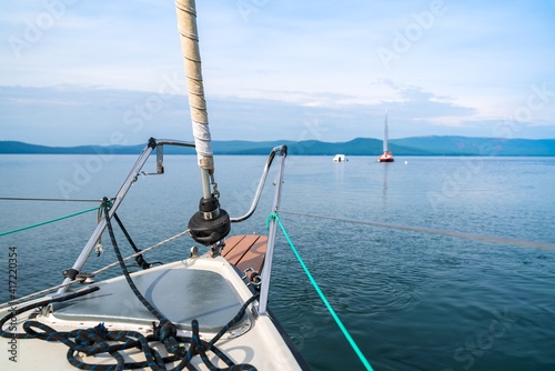 The sailing yachts at sea