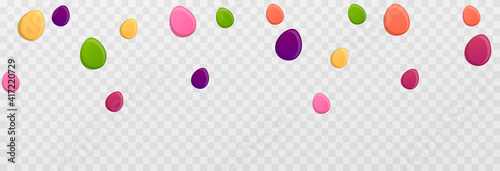 Vector image for the day of Easter. Easter eggs png, eggs are falling from the sky. Multi-colored eggs, holiday.