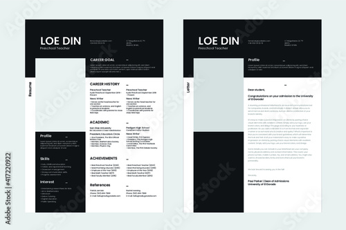 Creative Resume CV Template 1 pages Resume + Cover Letter
