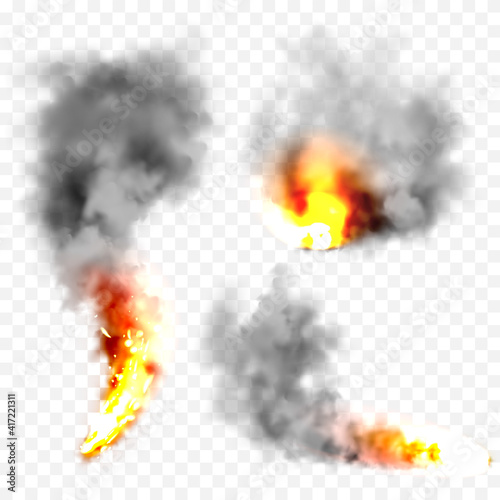 Canvas-taulu Realistic black smoke clouds and fire
