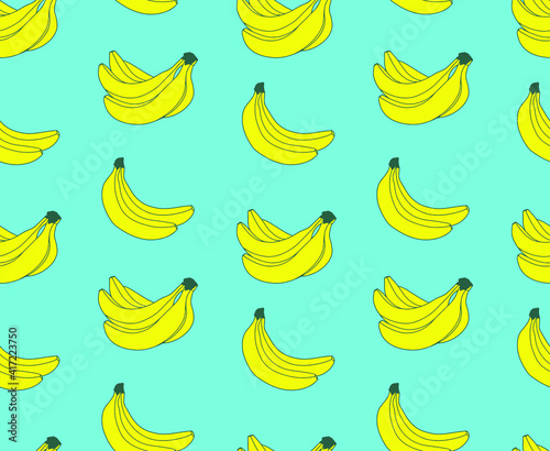 Fruit seamless pattern in hand-drawn style. Banana seamless pattern. Vector repeat background.