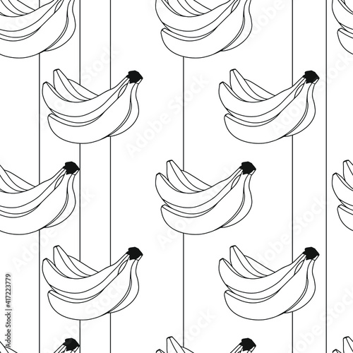 Fruit seamless pattern in hand-drawn style. Banana seamless pattern. Vector repeat background.