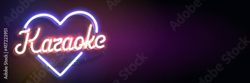 Vector realistic isolated neon sign of Karaoke flyer for template decoration and invitation covering. Concept of karaoke, night club and music.