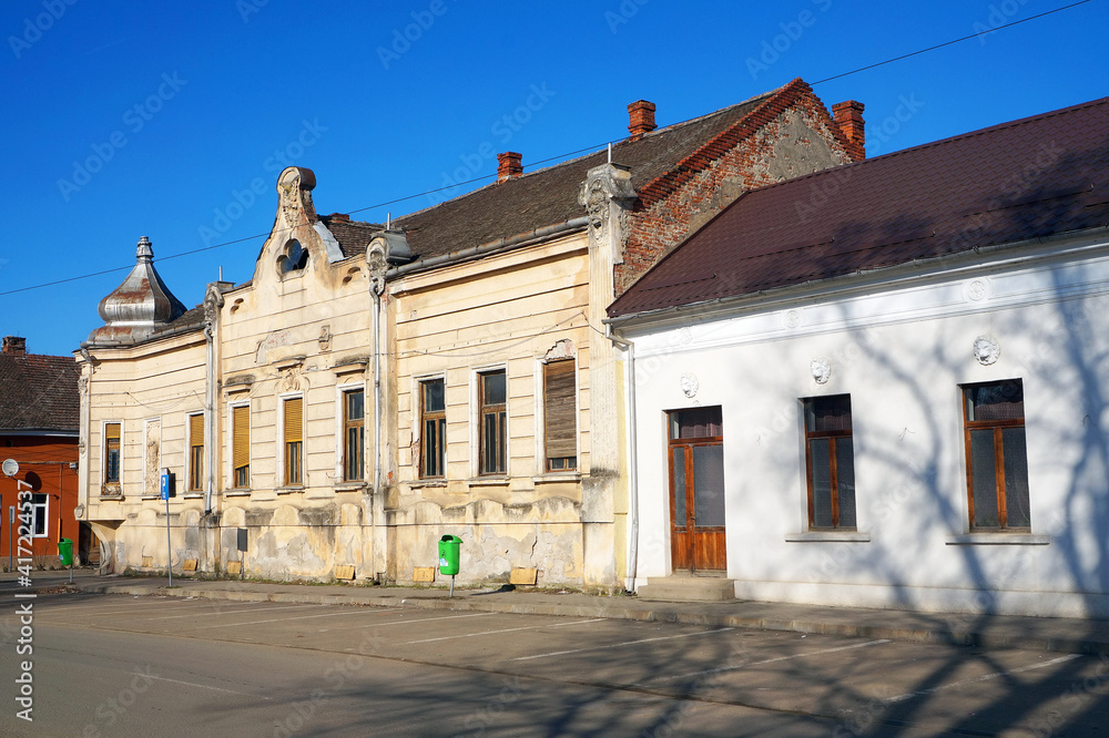 Architectural detail in the historic centre of Lipova city, Arad, Romania, Europe