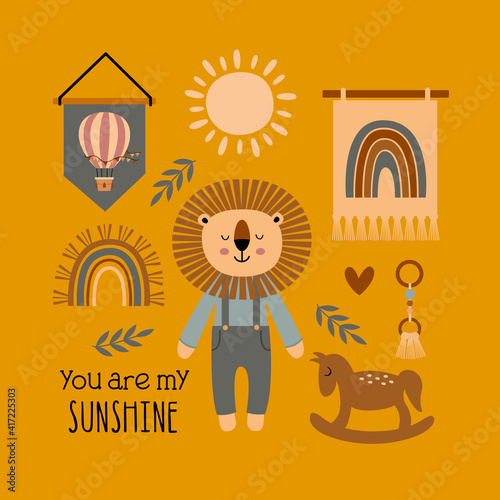 poster with lion boy and bohemian elements