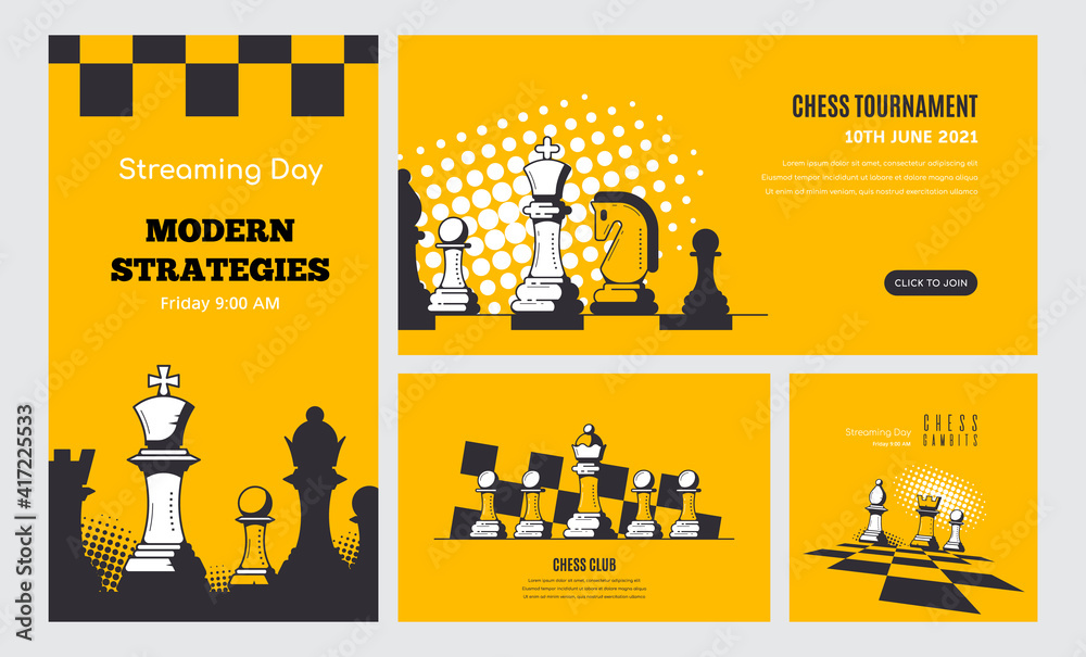 Set of Banner Templates of Different Sizes. Chess Club, Chess ...