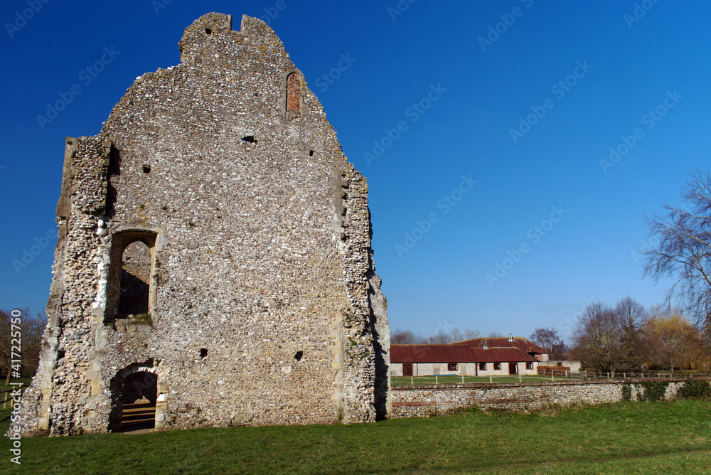 Boxgrove Priory gable end photo of this old ruin a Benedictine priory founded in 1107, situated in the small village of Boxgrove in West Sussex.