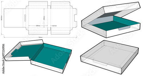 Self-assembling Folding Box. Ease of assembly, no need for glue (Internal measurement 20x20x3cm). The .eps file is full scale and fully functional. Prepared for real cardboard production.