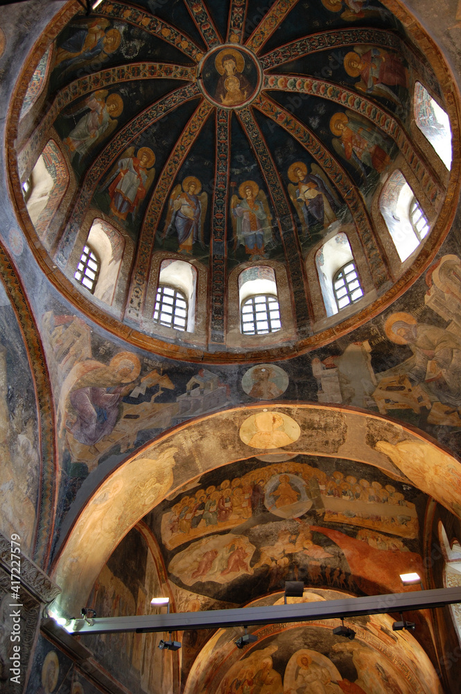 Orthodox Christian Church of Saint Savior in Chora (Istanbul, Turkey). Old paintings on the ceiling.
