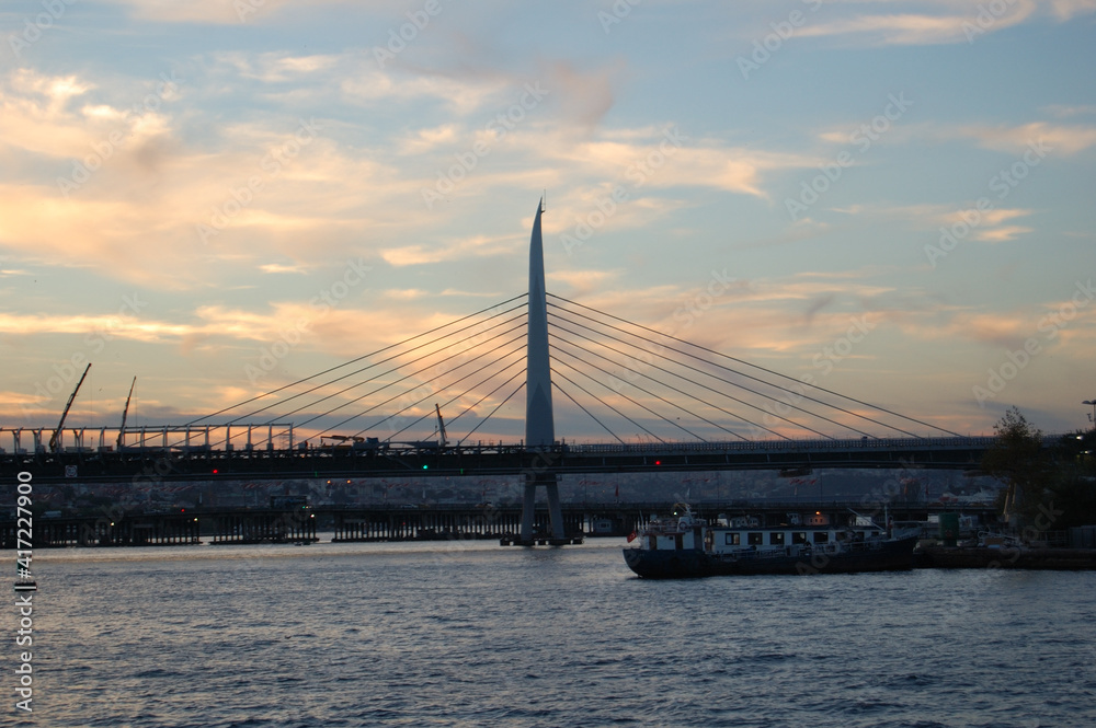 Istanbul (Turkey). Night cruise on the Bosphorus. Golden Horn. Sunset. Istanbul (Turkey). Night cruise on the Bosphorus. Golden Horn. Sunset.