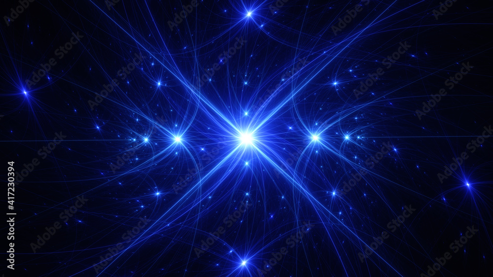 Fototapeta premium Abstract background, smooth blue lines on a black background.