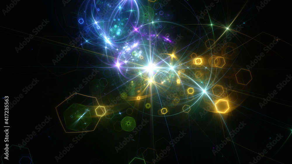 Fototapeta premium Abstract background, smooth multicolored lines on a black background.