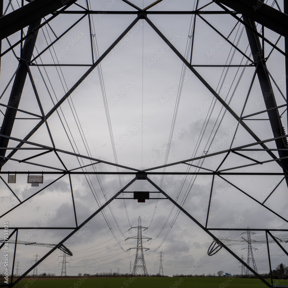 Electricity Pylon, large steel structure in the united Kingdom carrying electric power and energy across the national grid Electricity Pylon, large steel structure in the united Kingdom carrying electric power and energy across the national grid