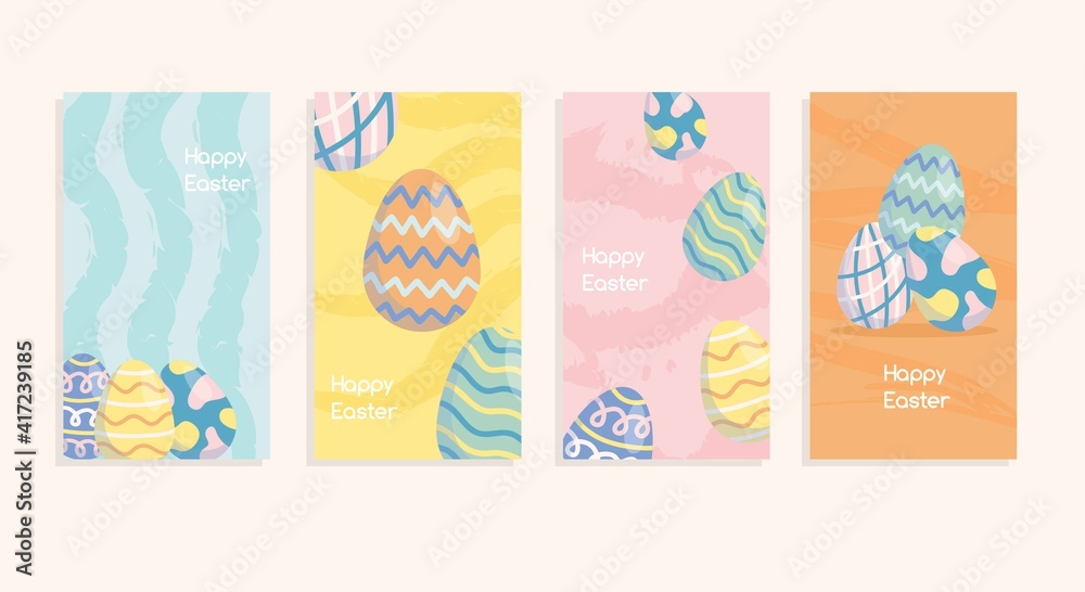 Set of Instagram stories spring and Easter banner background. Instagram template, can be used for, landing page, website, mobile app, poster, flyer, coupon, gift card, smartphone