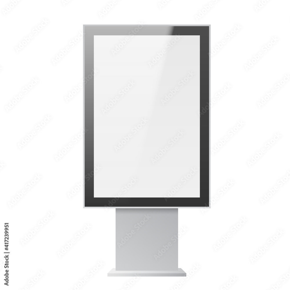 Realistic street billboard, vertical mockup. City light board with frame for outdoor commercial Realistic street billboard, vertical mockup. City light board with frame for outdoor commercial