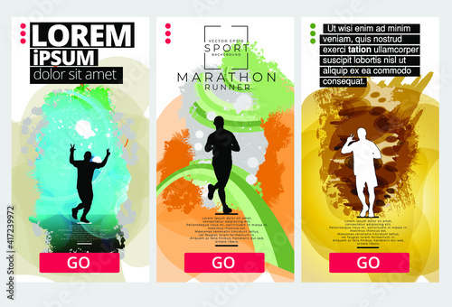 Sport background with active people ready for internet banners, social media banners, headers of websites, vector illustration 