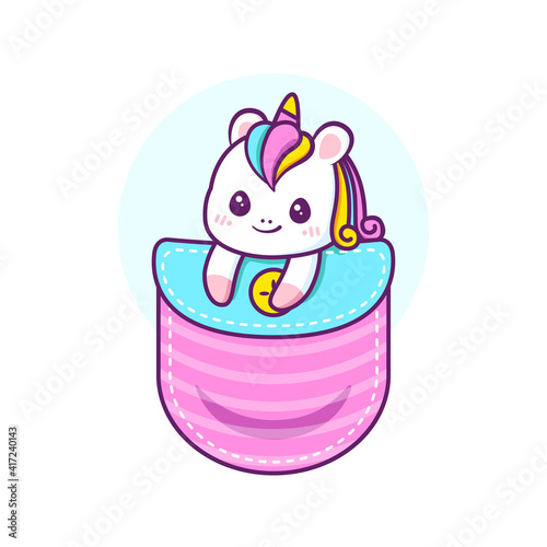 cute unicorn in the pocket