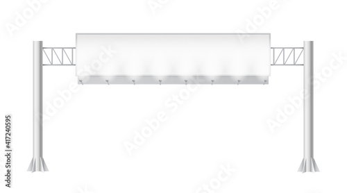 Horizontal billboard for advertisement on road. Template white banner across highway